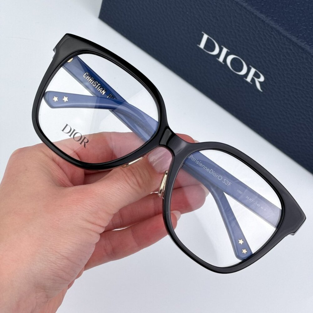 Dior LAPARISIENNEDIORO S3F 1000 BRAND NEW Eyeglasses Black Blue Women Geometric